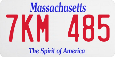 MA license plate 7KM485
