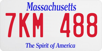 MA license plate 7KM488