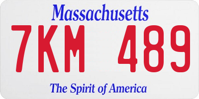 MA license plate 7KM489