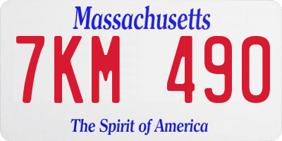 MA license plate 7KM490