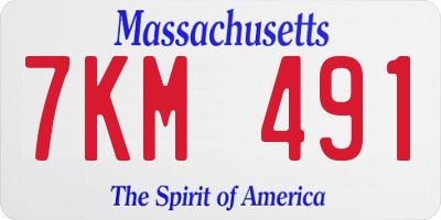 MA license plate 7KM491