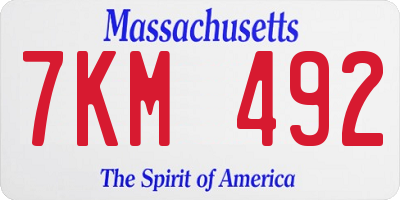 MA license plate 7KM492
