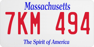 MA license plate 7KM494