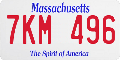 MA license plate 7KM496