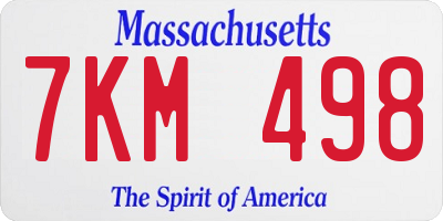 MA license plate 7KM498