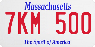 MA license plate 7KM500