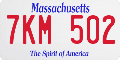 MA license plate 7KM502
