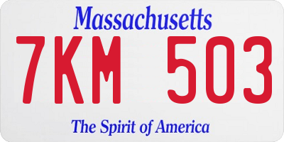 MA license plate 7KM503