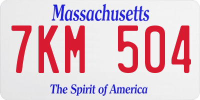 MA license plate 7KM504