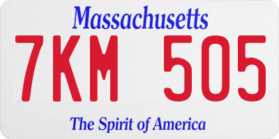 MA license plate 7KM505