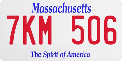 MA license plate 7KM506