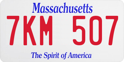 MA license plate 7KM507