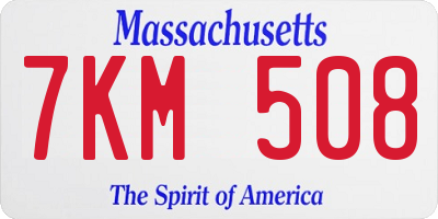 MA license plate 7KM508