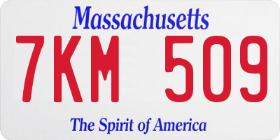 MA license plate 7KM509