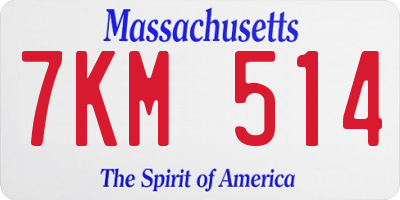 MA license plate 7KM514