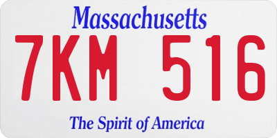 MA license plate 7KM516