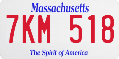 MA license plate 7KM518