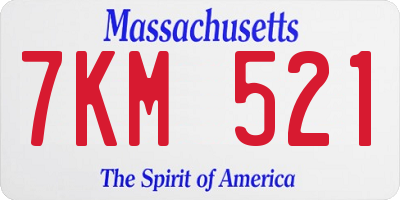 MA license plate 7KM521