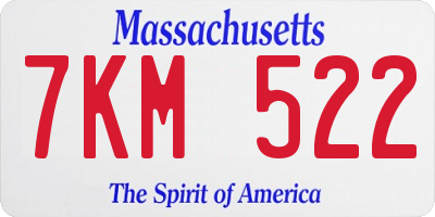 MA license plate 7KM522