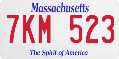 MA license plate 7KM523