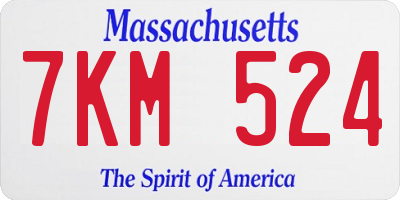 MA license plate 7KM524