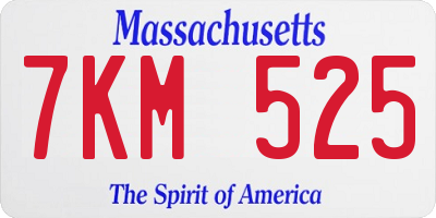 MA license plate 7KM525