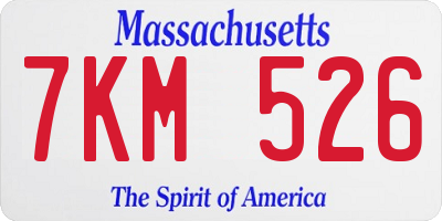 MA license plate 7KM526