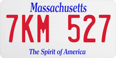 MA license plate 7KM527