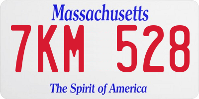 MA license plate 7KM528