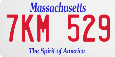 MA license plate 7KM529