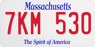 MA license plate 7KM530