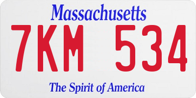 MA license plate 7KM534