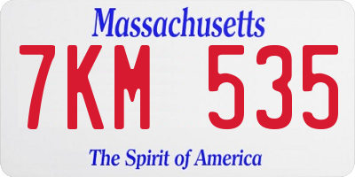 MA license plate 7KM535