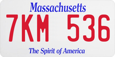 MA license plate 7KM536