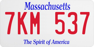 MA license plate 7KM537
