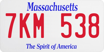 MA license plate 7KM538