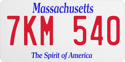MA license plate 7KM540