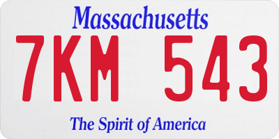 MA license plate 7KM543