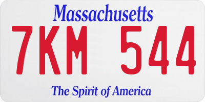 MA license plate 7KM544