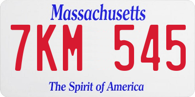 MA license plate 7KM545