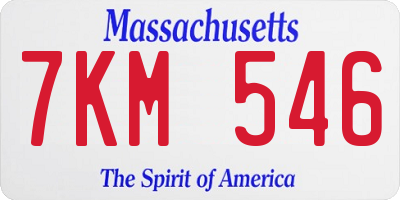 MA license plate 7KM546