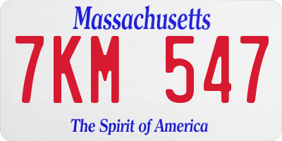 MA license plate 7KM547