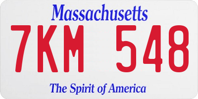 MA license plate 7KM548