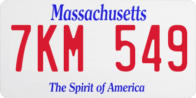 MA license plate 7KM549