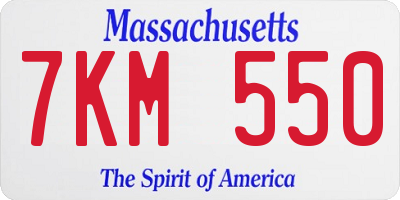 MA license plate 7KM550