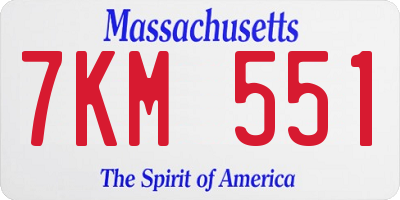 MA license plate 7KM551