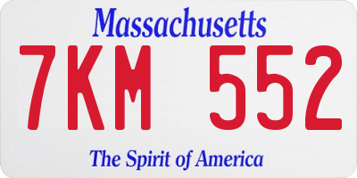 MA license plate 7KM552