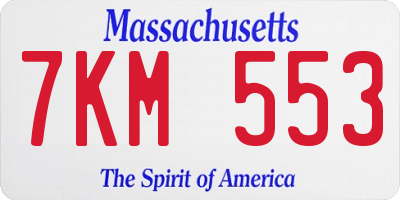 MA license plate 7KM553