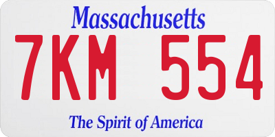 MA license plate 7KM554