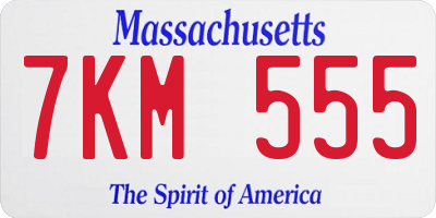 MA license plate 7KM555